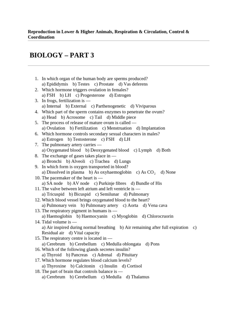 BIOLOGY – PART 3 | PDF | Atrium (Heart) | Fetus