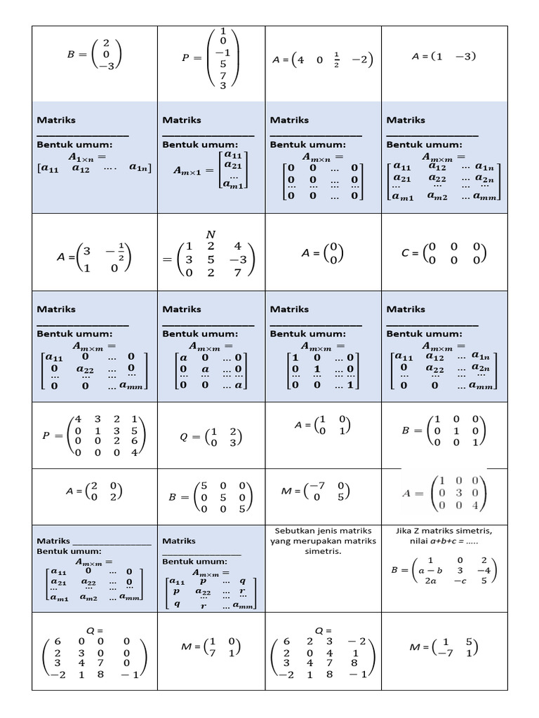 1.2 Permainan Jenis Matriks | PDF