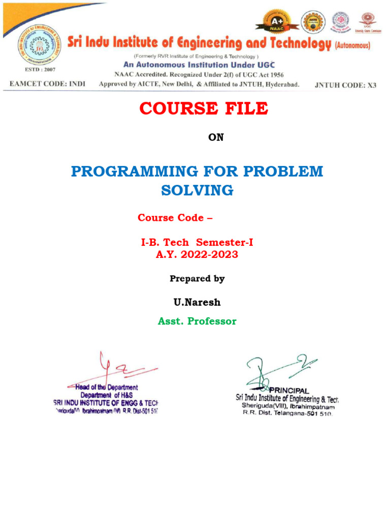 Programming for Problem Solving Course | PDF | Engineering | String ...