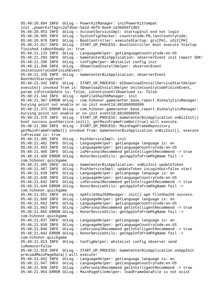 Game Center Startup Log Analysis | PDF | Computing | Software