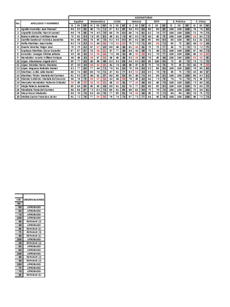 Student Grades and Observations Report | PDF