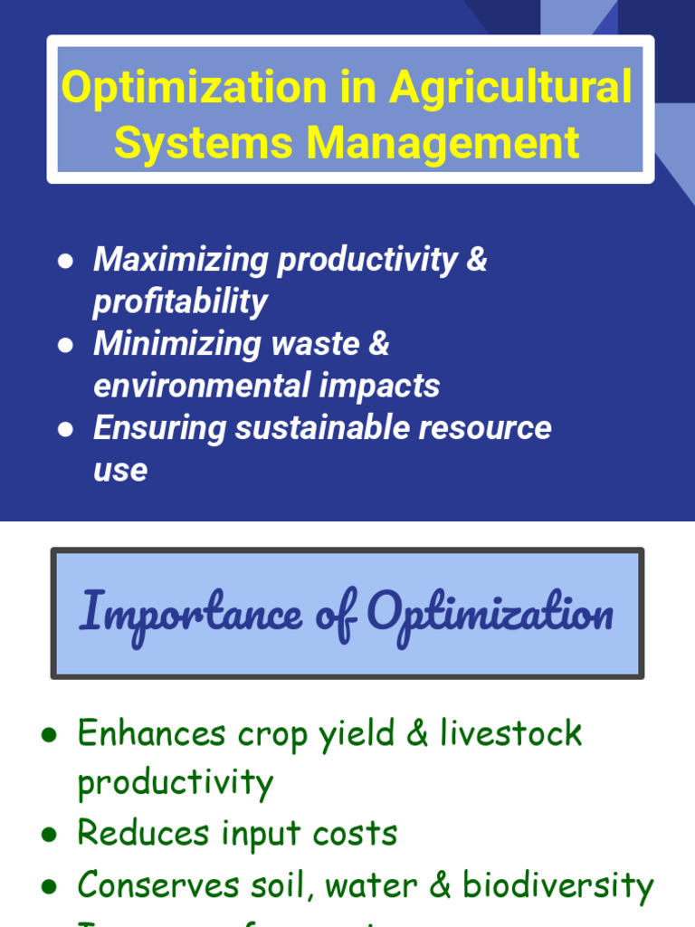 Optimizing Agricultural Systems for Sustainability | PDF