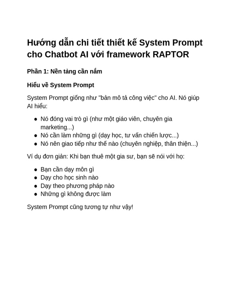 RAPTOR Prompt For Chatbot AI | PDF