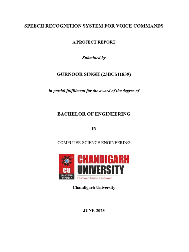 Speech Recognition System for Voice Commands | PDF | Speech Recognition ...