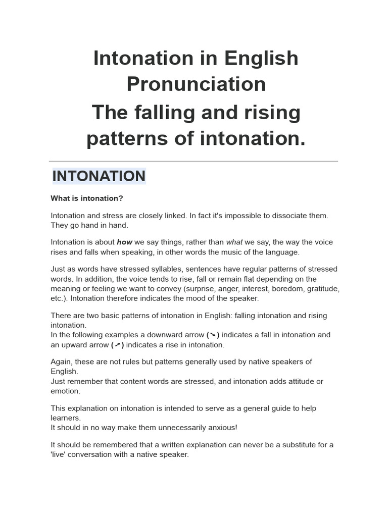 Understanding English Intonation Patterns | PDF | English Language ...