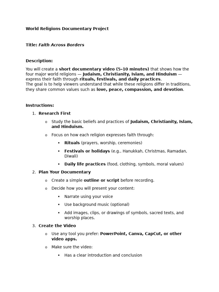 Project in World Religion | PDF