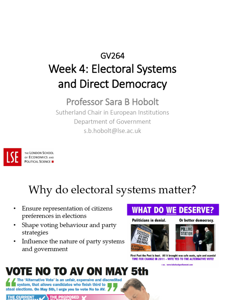 Electoral Systems and Direct Democracy Overview | PDF | Political ...