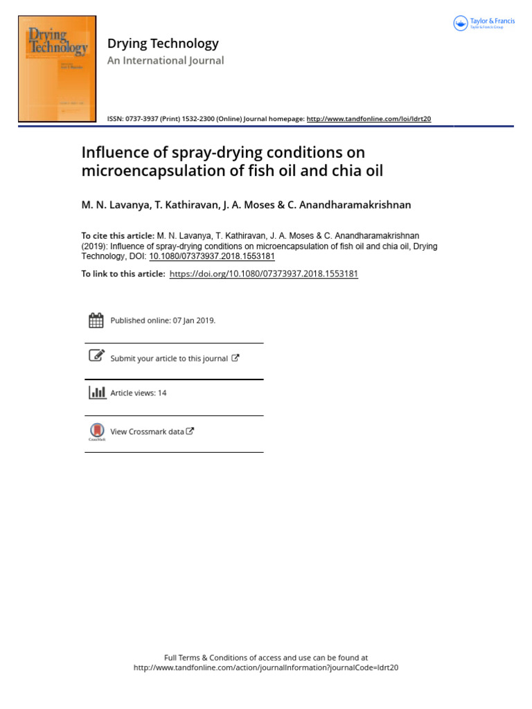 Influence of Spray-Drying Conditions On Microencapsulation of Fish Oil ...