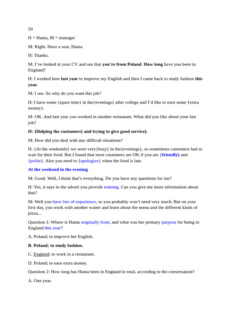 Job Interview Insights for Hania | PDF | Glasses