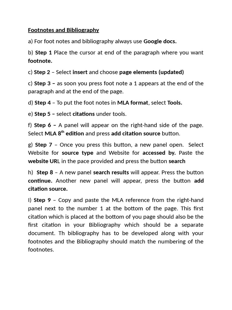 Steps For Foot Notes Bibliography | PDF