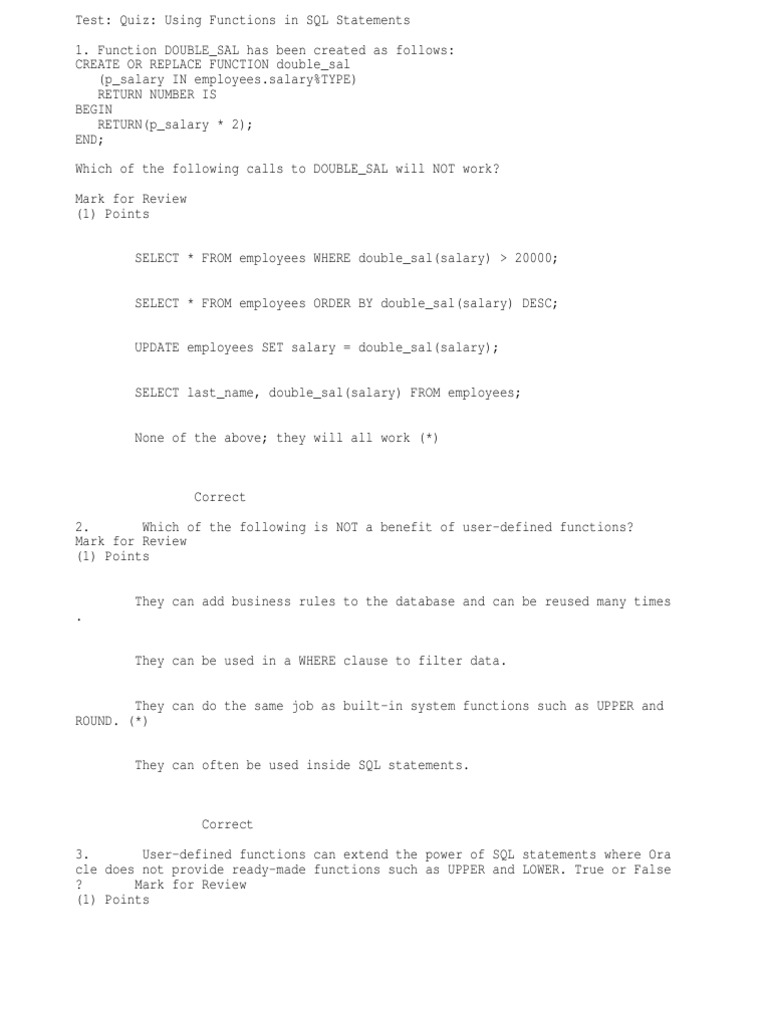 Using Functions in SQL Statements | PDF