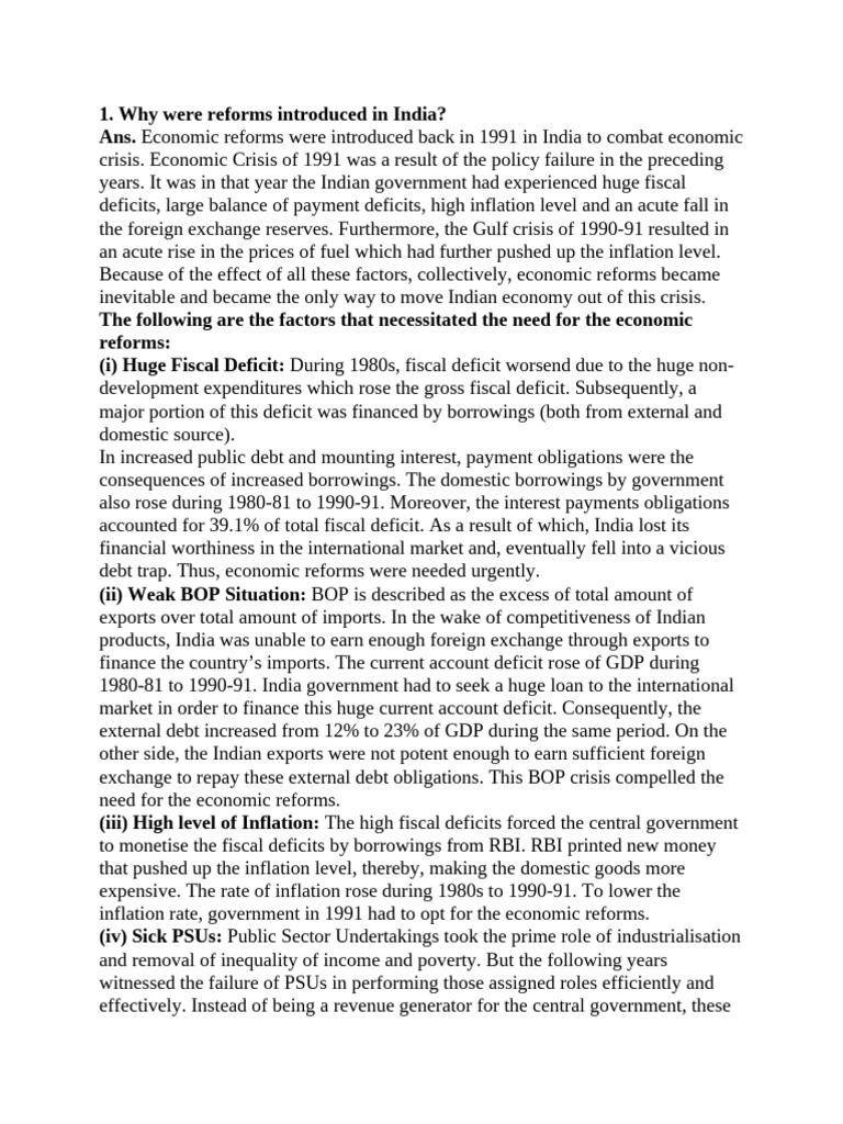 Economic Reforms and Trade in India | PDF | Government Budget Balance ...