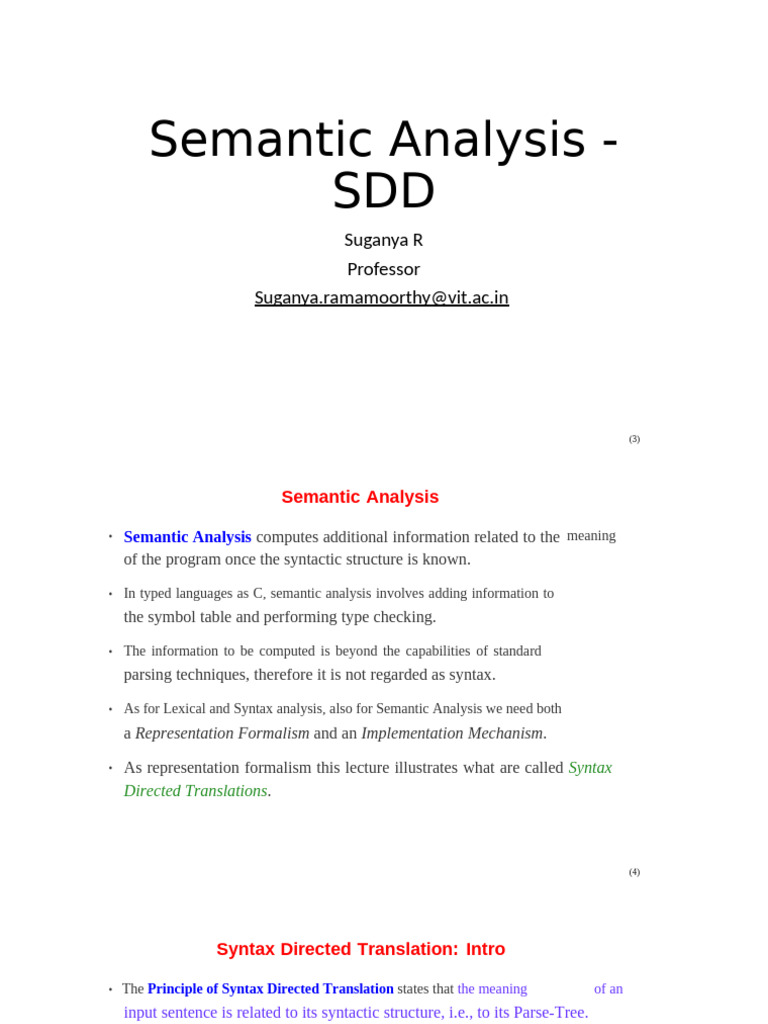 Module 3 Semantic Analysis Sdd Other Pdf Parsing Compiler