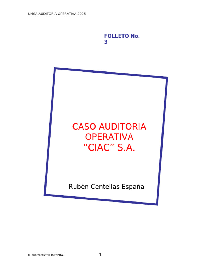 Auditoria Operativa Ciac | PDF | Business | Cable