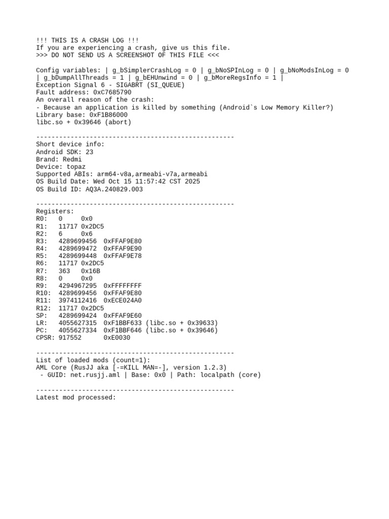 Android Crash Log Analysis Report | PDF