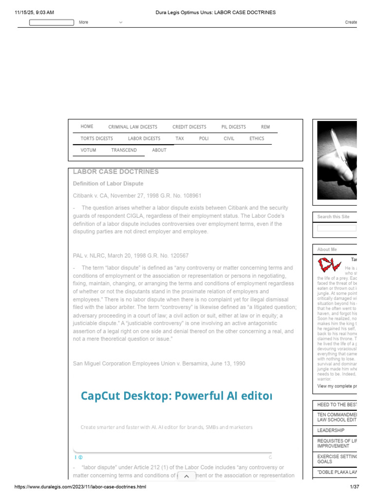 Labor Dispute Definitions and Cases | PDF | Employment | Labour Law