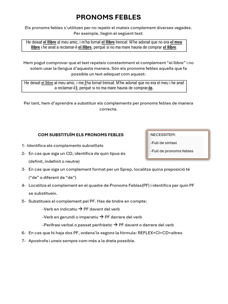 Pronoms Febles PDF | PDF