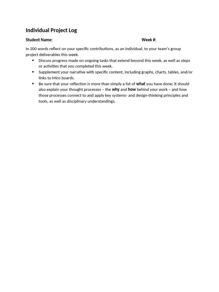 Weekly Individual Project Reflection | PDF