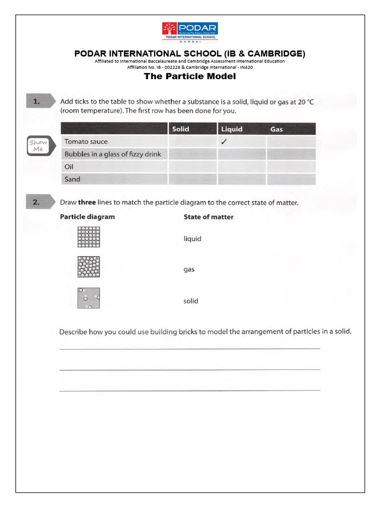 Particle Model at Podar International School | PDF