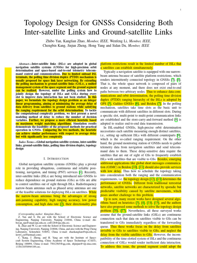 Topology Design For Gnsss Considering Both Inter-Satellite Links and ...