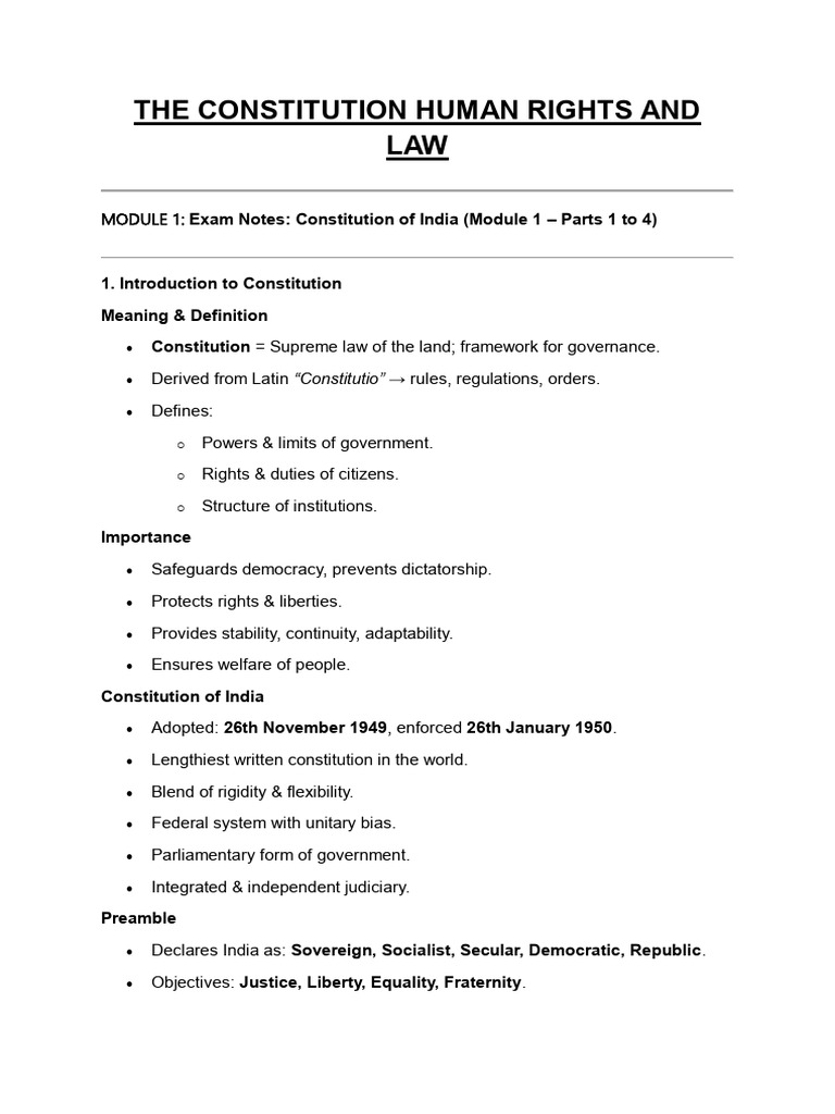 Indian Constitution: Rights, Duties, and Governance | PDF | Political ...