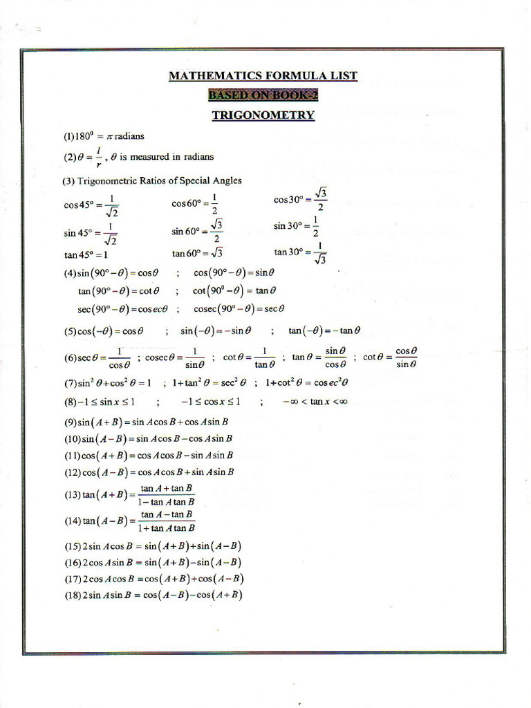 Math Formula 2 | PDF
