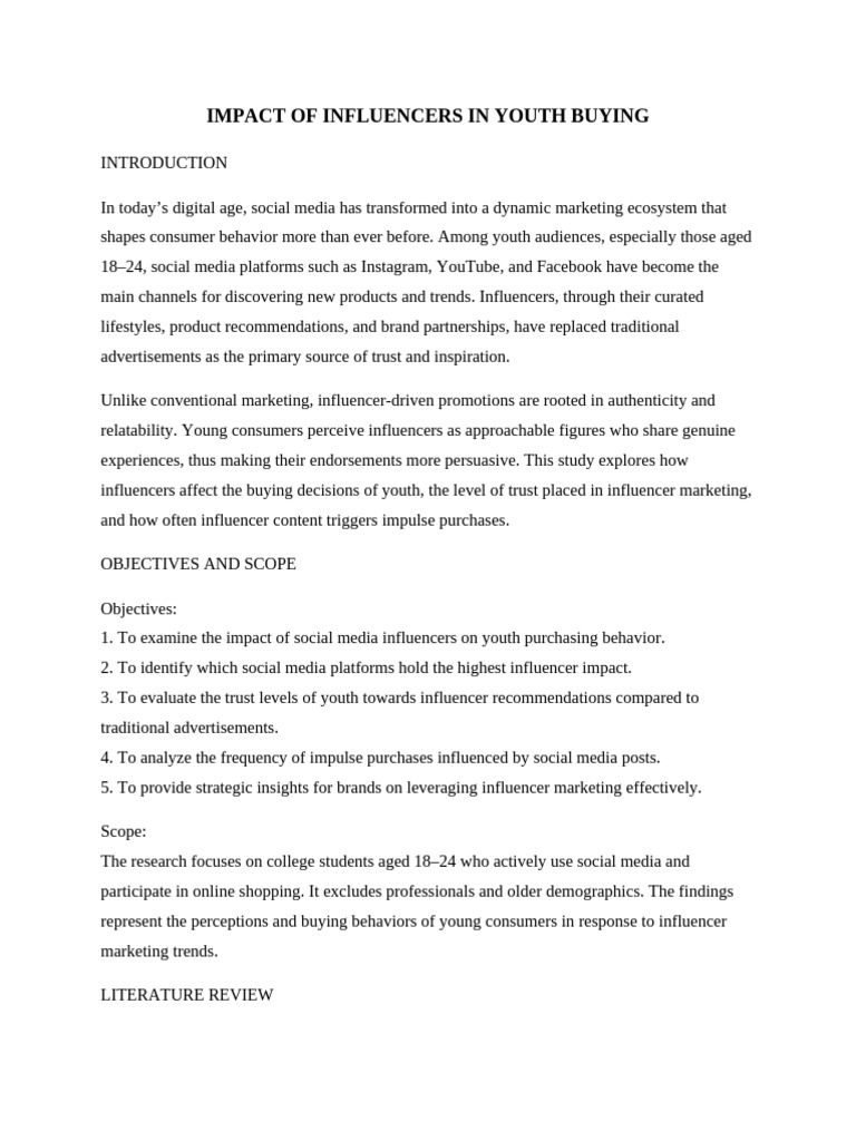Impact of Influencers in Youth Buying Report | PDF | Social Media ...