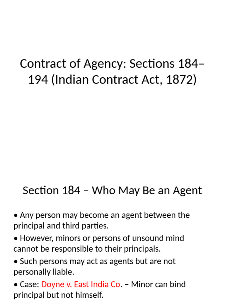 Agency Contract Overview: Key Sections 184-194 | PDF | Legal Liability ...