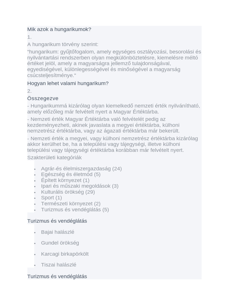 Mik Azok a Hungarikumok | PDF