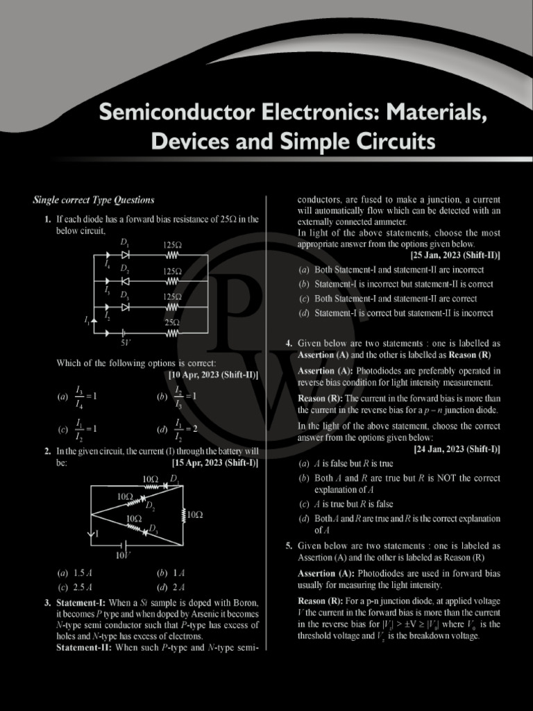 Semiconductor Electronics Materials, Devices and Simple Circuits PYQ ...