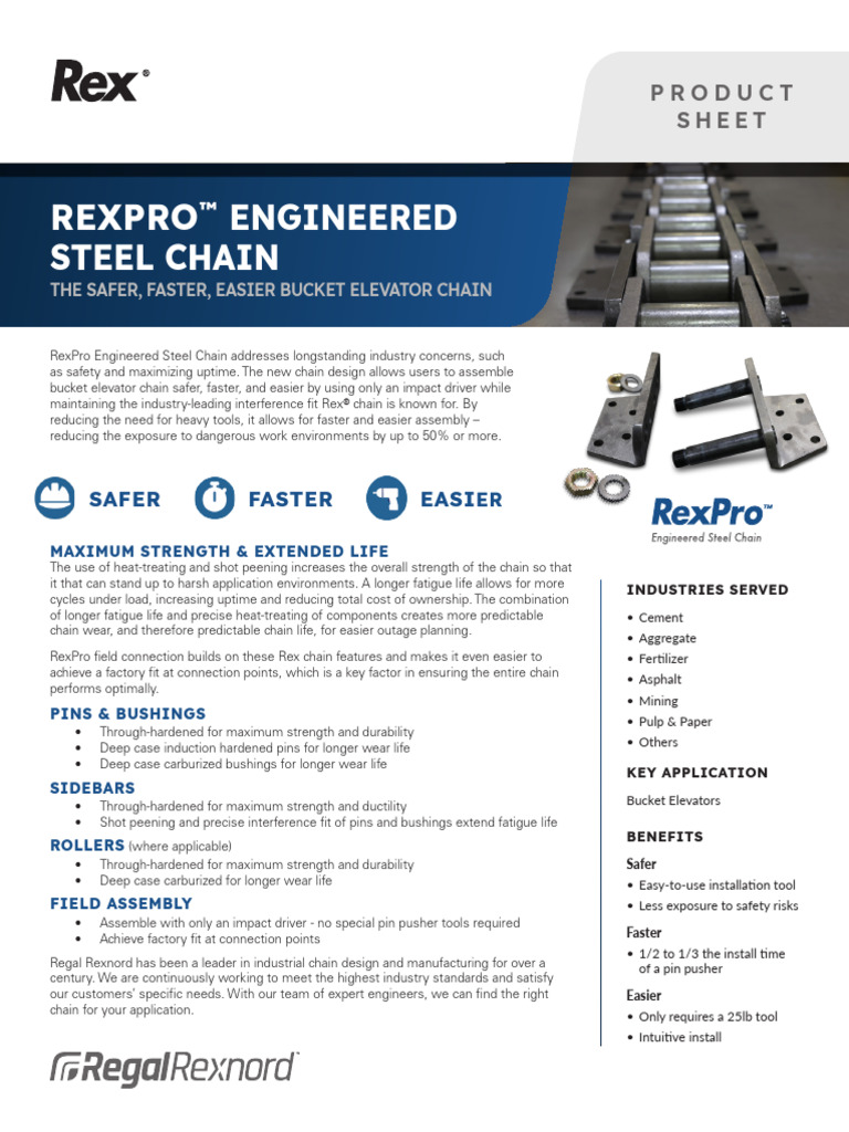 Safer, Faster RexPro Bucket Elevator Chain | PDF | Heat Treating ...