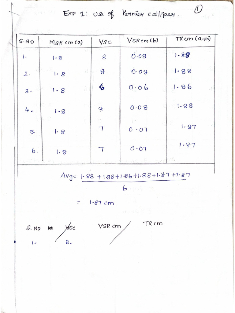 Class 11 Physics Record - Readings | PDF