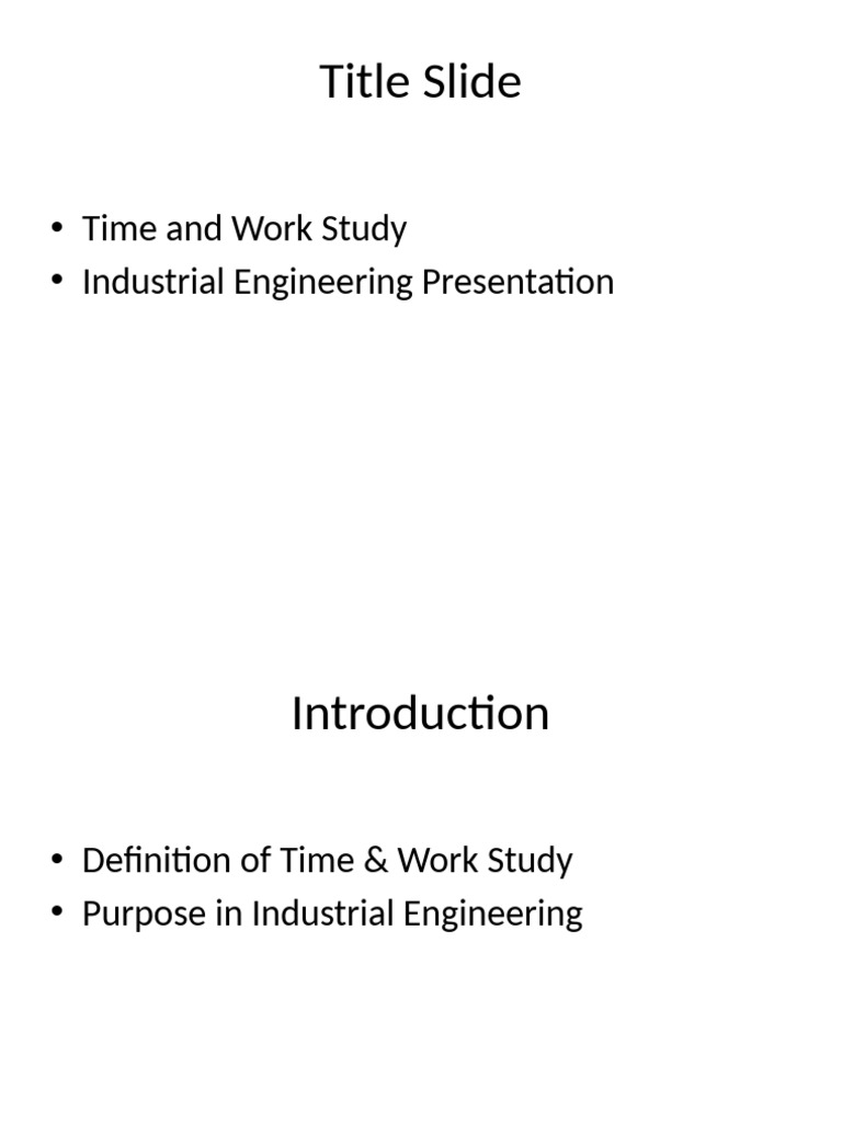 Time and Work Study in Industrial Engineering | PDF