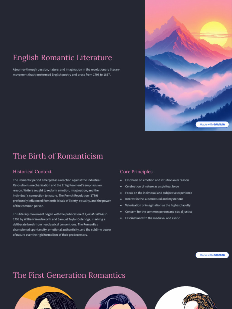 English Romantic Literature Overview | PDF | Romanticism | Poetry