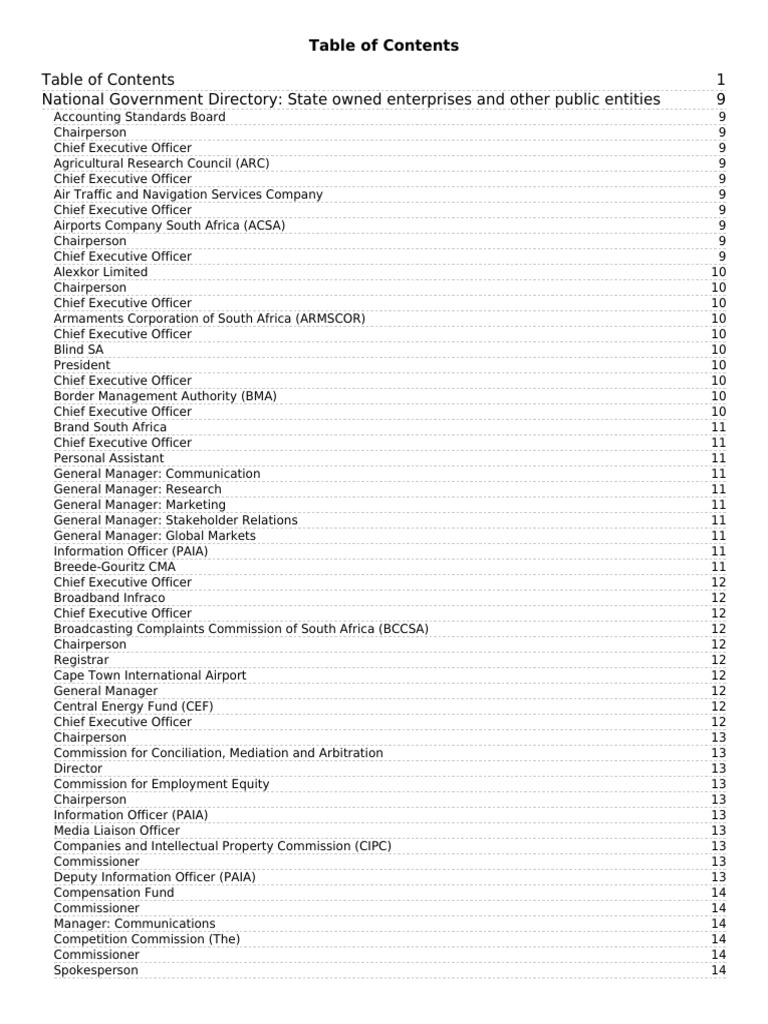 National Government Directory Overview | PDF | South Africa