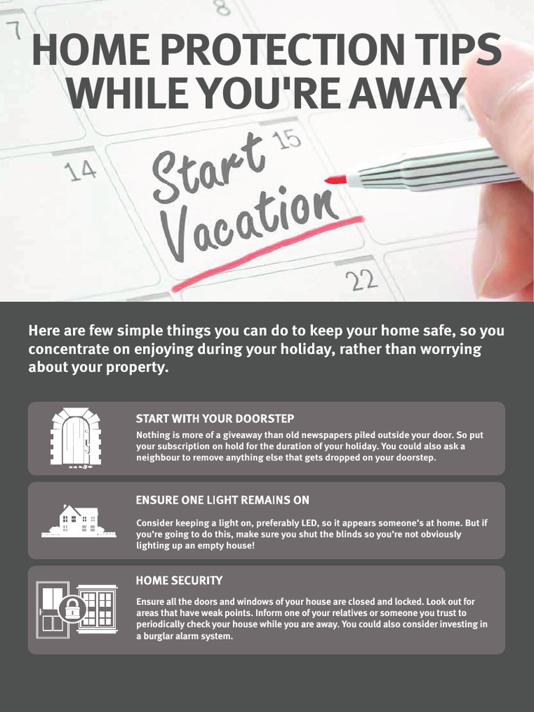 Home Safety Tips for Vacation Security | PDF | Water Heating