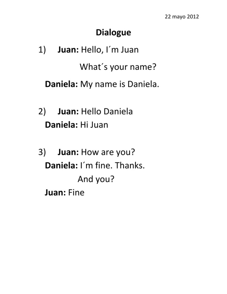 Basic Spanish Dialogue Example | PDF | Science & Mathematics