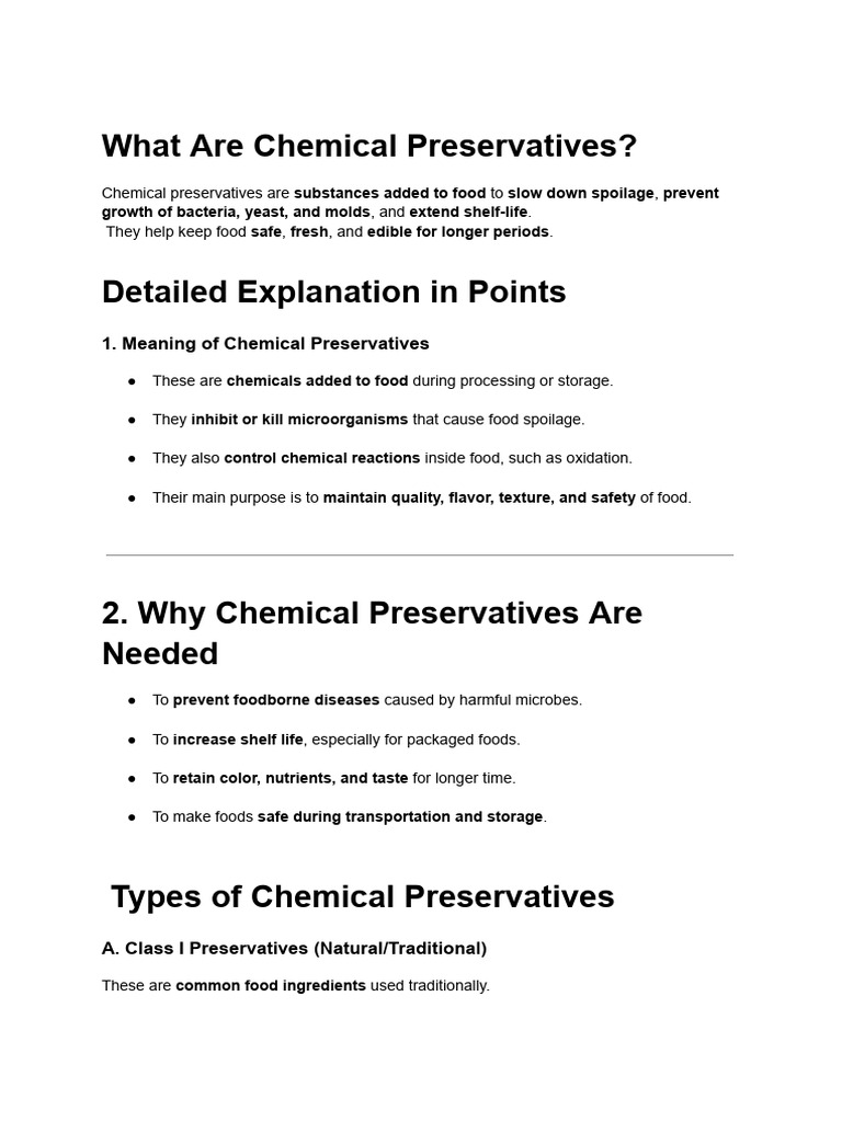 Understanding Chemical Preservatives | PDF | Foods | Biology