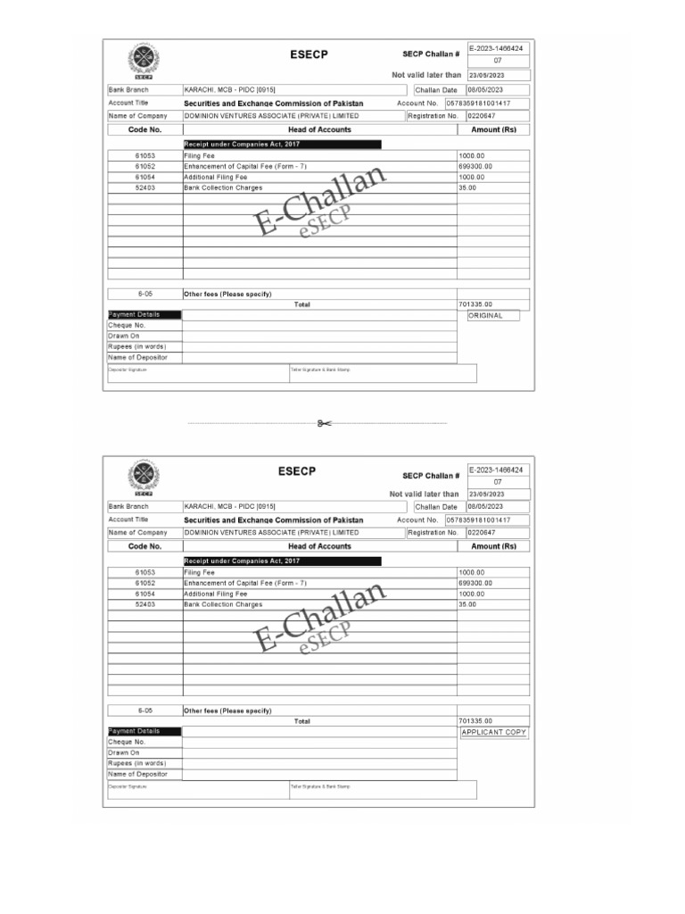 Bank Challan No 2 | PDF