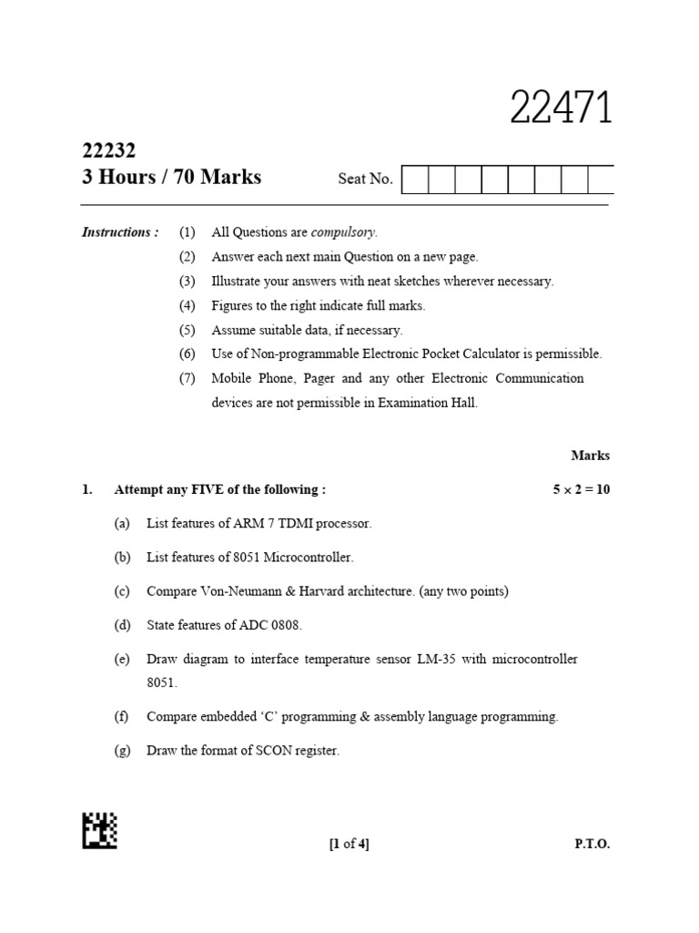 8051 Microcontroller Exam Questions | PDF | Microcontroller ...