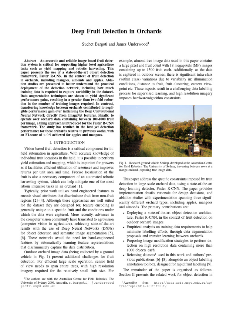 Deep Learning for Orchard Fruit Detection | PDF | Machine Learning ...
