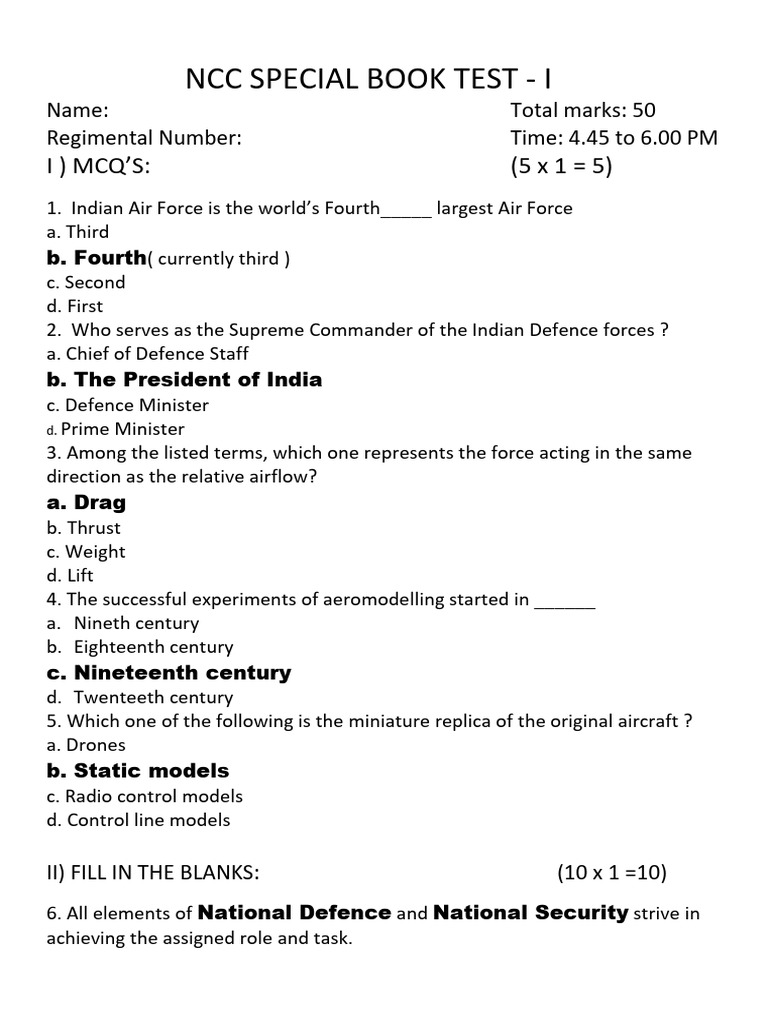 NCC Special Book Test I: Air Force Basics | PDF | Aircraft | Flight