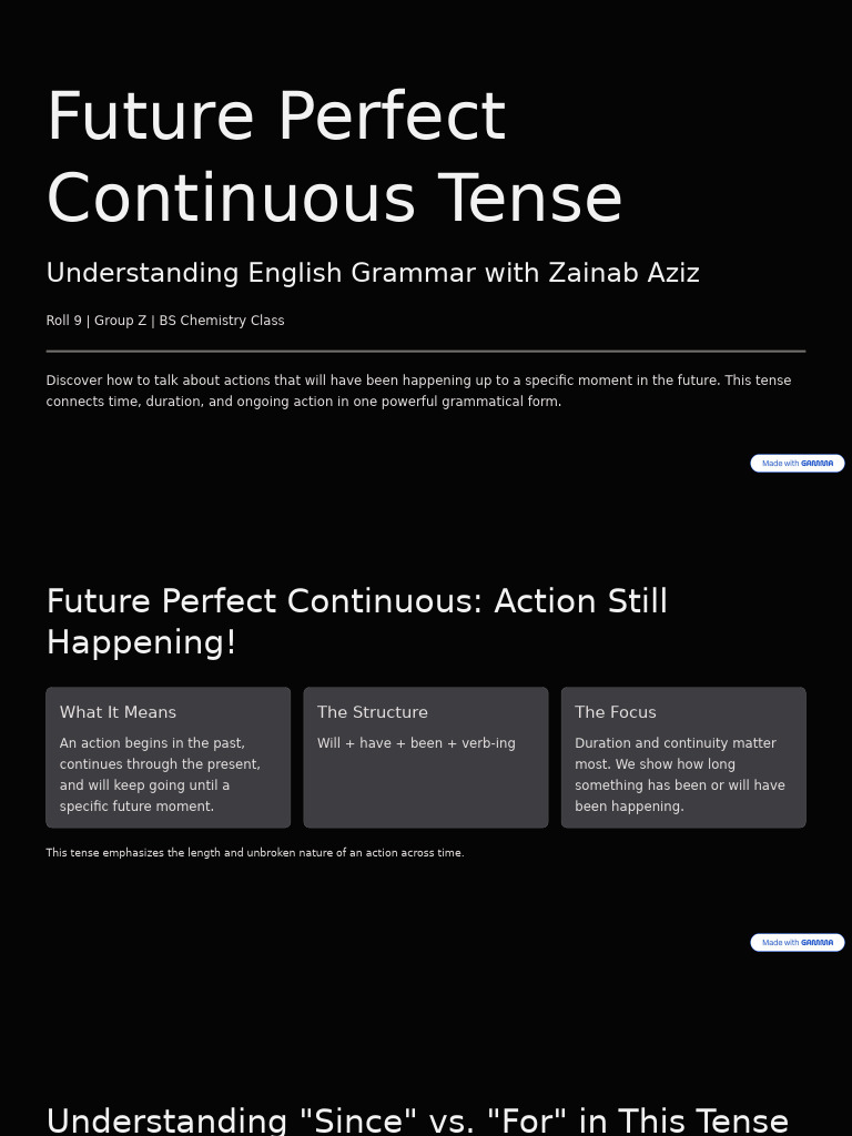 Future Perfect Continuous Tense | PDF | Grammatical Tense | Perfect ...