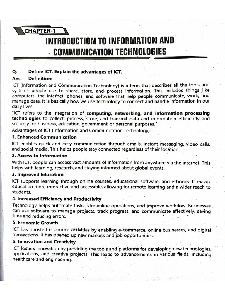 Introduction To Information and Communication Technologies | PDF