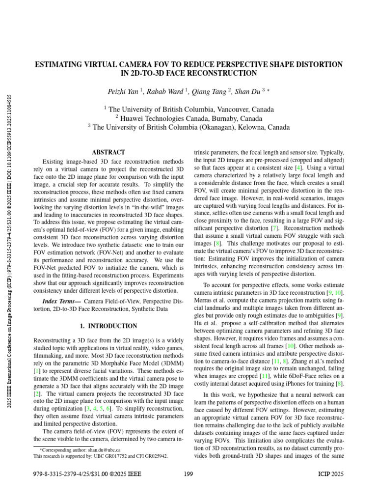 Estimating Virtual Camera FOV To Reduce Perspective Shape Distortion in ...