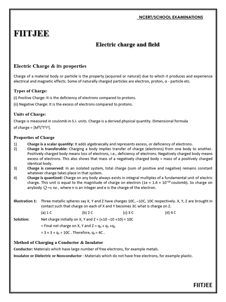 ch1 Notes | PDF | Electric Charge | Electric Field