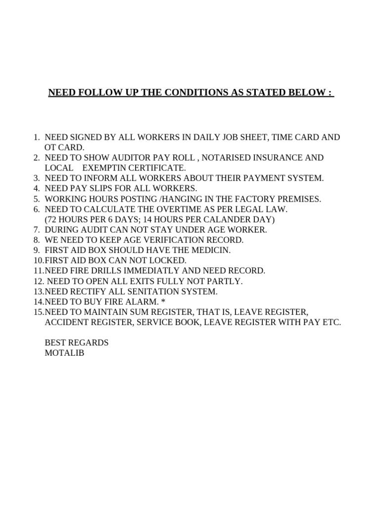Compliance Checklist for Workplace Safety | PDF
