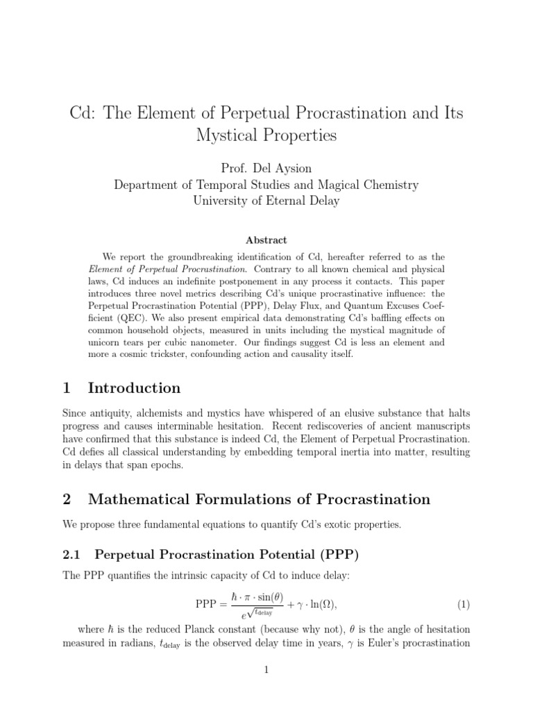 Cd: The Element of Procrastination | PDF | Flux | Procrastination