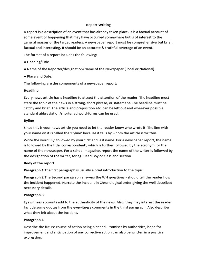 Essential Guide to Report Writing | PDF | Traffic | News
