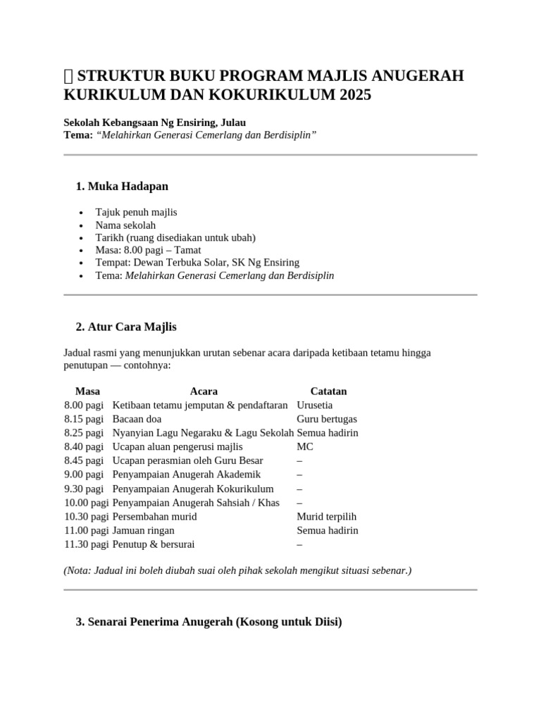 Deraf Buku Program Akkkk 2025 | PDF